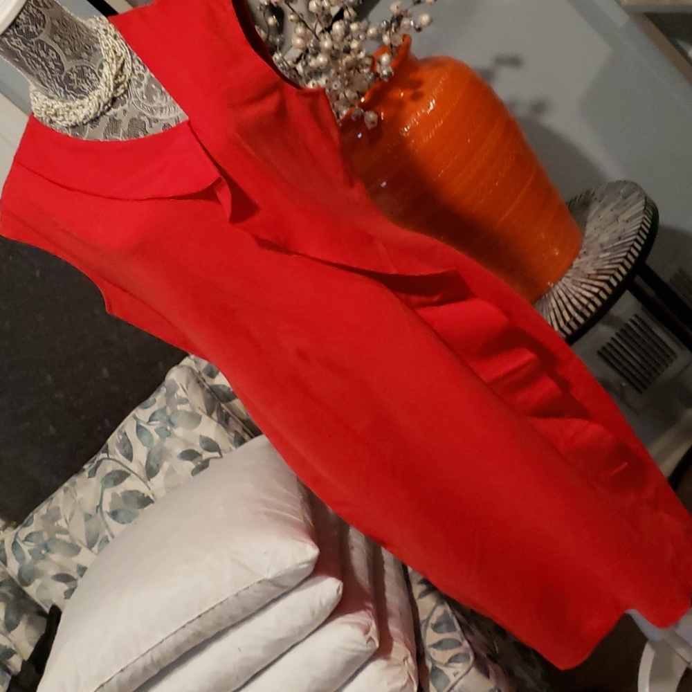 Anne Klein Red Cross Ruffle Dress